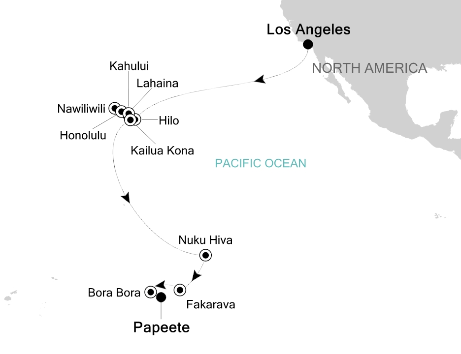 French Polynesia & Pacific Cruise Itinerary Map